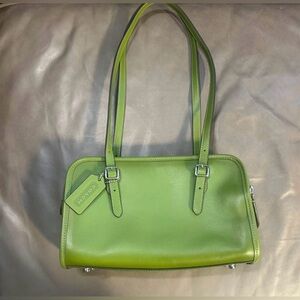 Coach Dark Lime Green Leather Swing Zip Shoulder Bag HTF